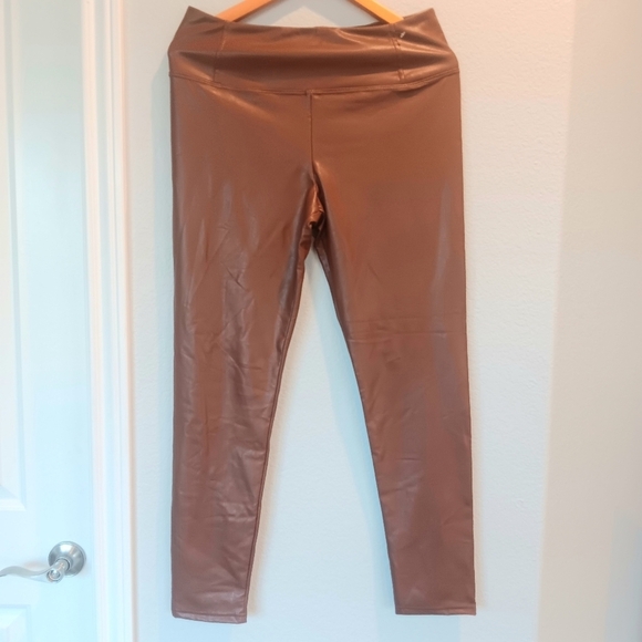 Bagatelle Collection Brown Faux Leather Leggings - Picture 4 of 7
